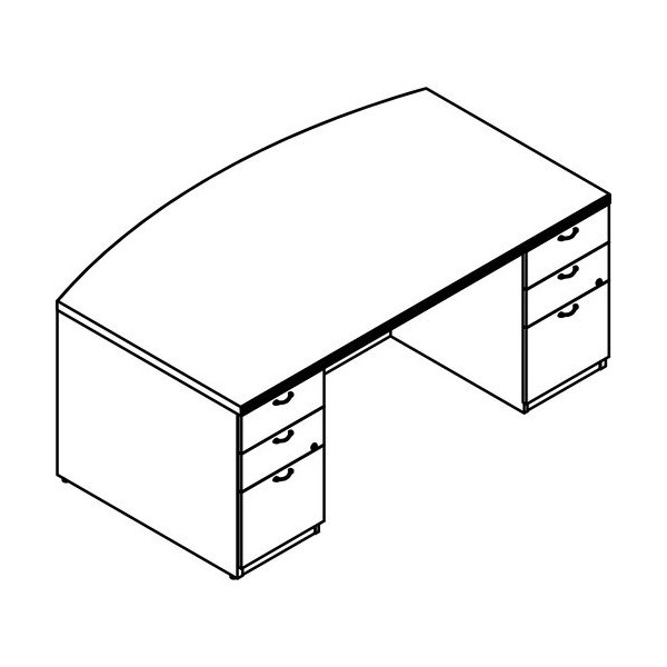 Groupe Lacasse Desk, Double Ped, Bow, BBF, 72inWx42inDx29-1/2inH, Niagara LAS72KUF4272UAA - main